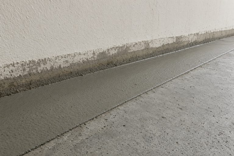 Fresh pour-back along a basement floor edge — Basements in Chesterton
