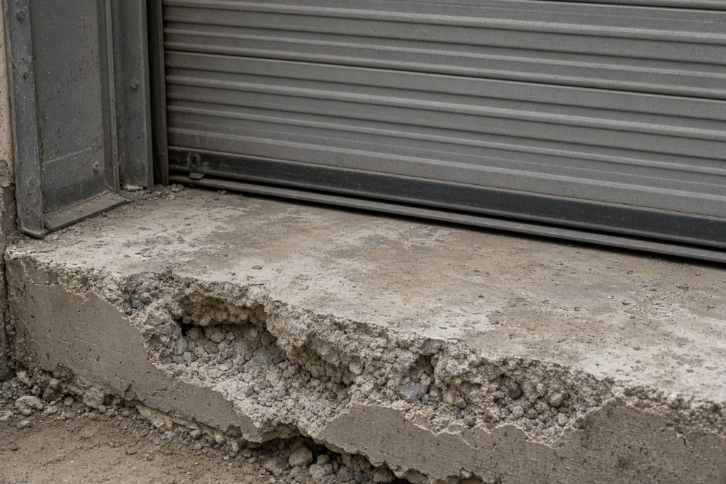 Broken slab edge at a shop overhead door — Commercial Concrete in Hebron