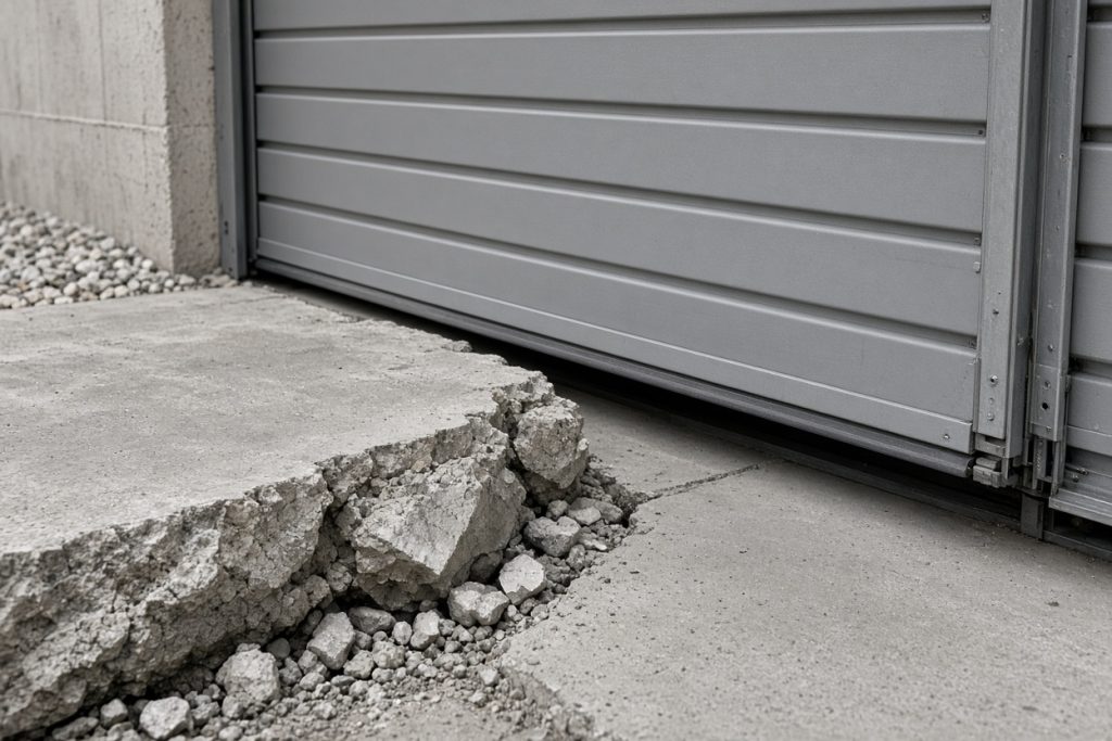 Broken slab edge at a shop overhead door — Commercial Concrete in Hebron