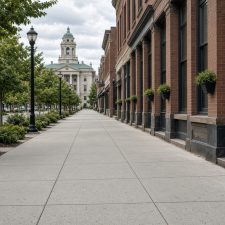 Downtown sidewalk along storefronts toward the courthouse — Commercial Concrete in Valparaiso