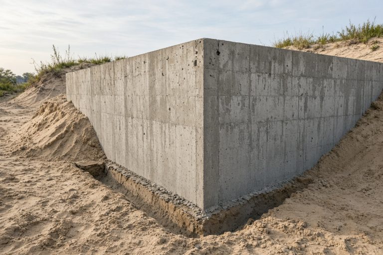 Stripped poured basement walls on a sandy lot — Concrete Basements in Burns Harbor