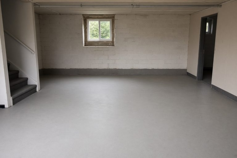 Finished gray basement floor, smooth and dry: Concrete Basements in South Holland