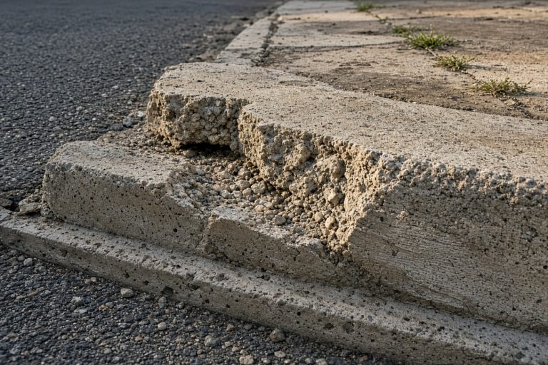 Chipped curb face and pitted gutter pan — Concrete Curbs in Hammond
