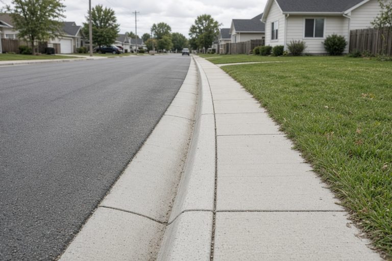 Finished curb and gutter on a flat street — Concrete Curbs in Highland