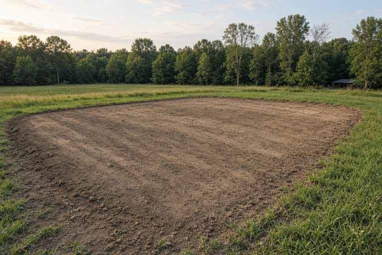 Cleared acreage pad after old shed slab removal — Concrete Demolition Companies in Lowell