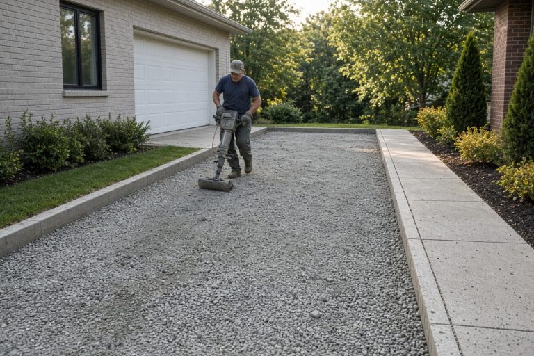 Graded base after a driveway slab was removed — Concrete Demolition in Wheeler