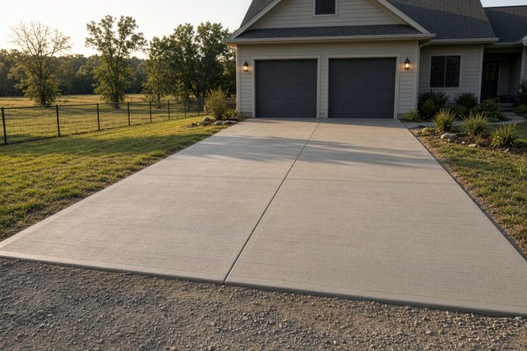 Finished concrete driveway at a rural house — Concrete Driveways in Wheeler