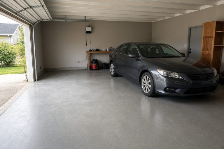 Sealed garage floor with a car parked in the bay, Concrete Garage Floors in Lake Station