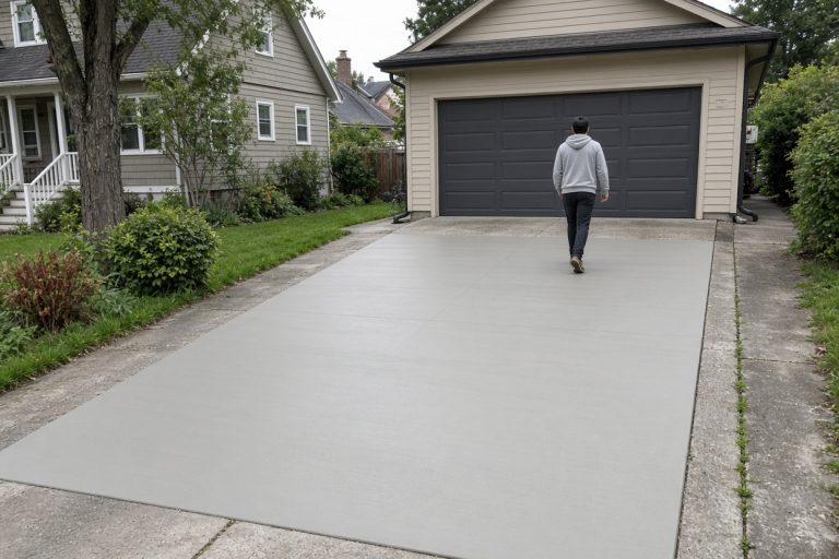 Smooth new overlay on a residential driveway — Concrete Overlays in Calumet City