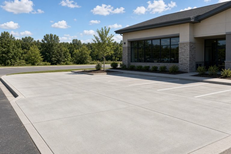 Finished commercial lot with clean joints and open stalls — Concrete Parking Lots in Dyer