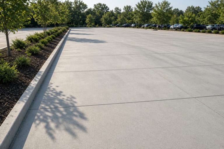 Finished concrete parking lot with straight control joints — Concrete Parking Lots in Hammond