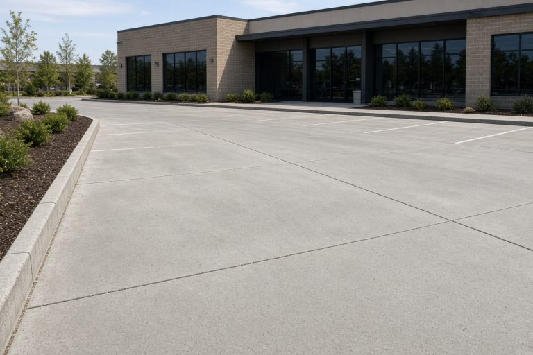 Finished store lot with flush saw joints — Concrete Parking Lots in Highland