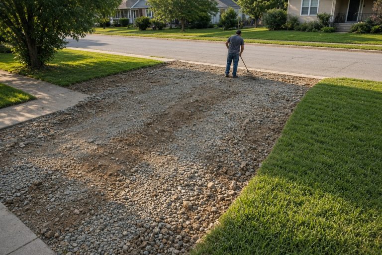 Open driveway base after slab haul-away - Concrete Removal Companies in Gary