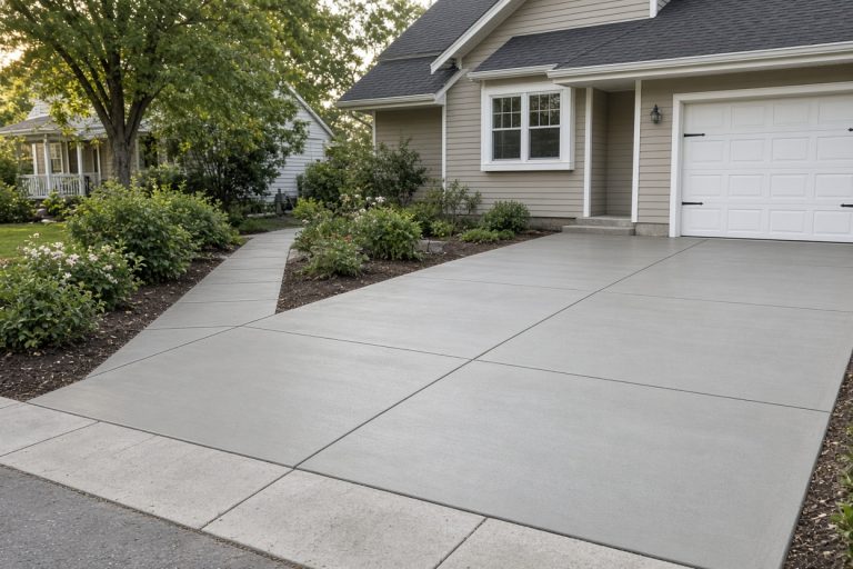 New flat driveway beside an older house - Concrete Removal Companies in Gary