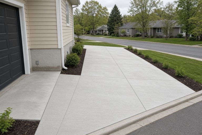 Finished driveway draining away from a house — Concrete Replacement Companies in Hobart