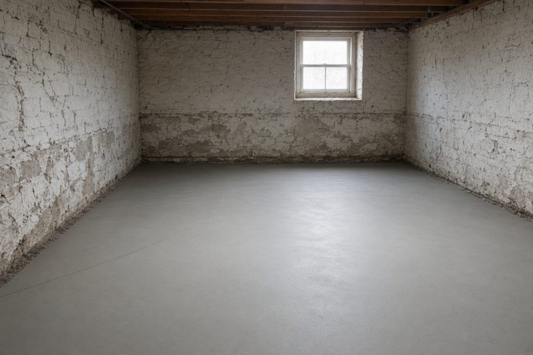 Smooth new basement slab with even gray finish — Concrete Replacement Companies in Lowell