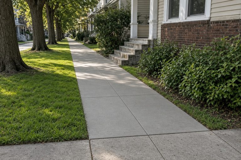 Finished front walk from the steps to the public sidewalk, Concrete Sidewalks in Gary