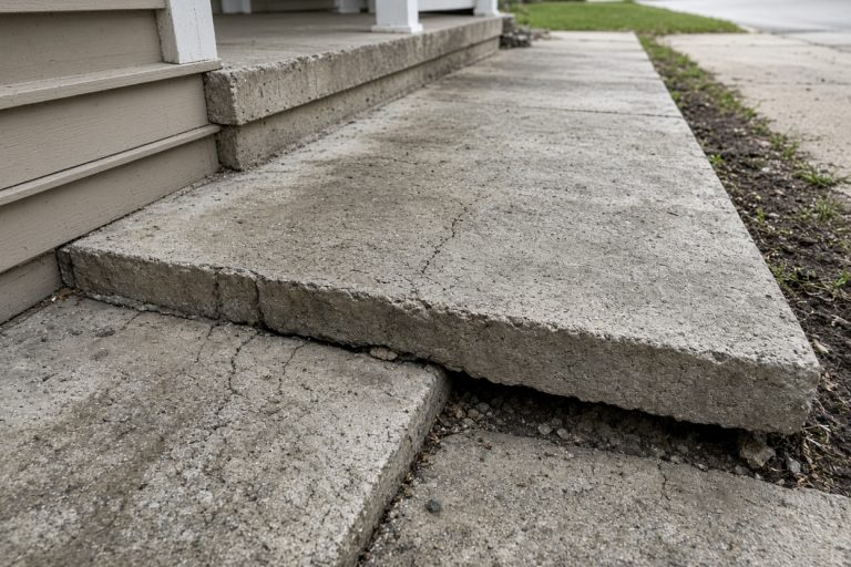 Raised sidewalk joint forming a trip lip, Concrete Sidewalks in South Haven