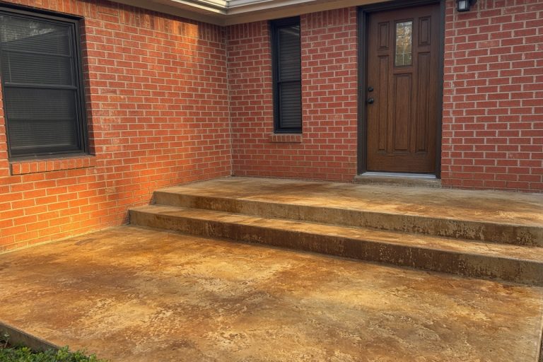 Stained stoop and landing on a brick ranch - Concrete Staining in Calumet City