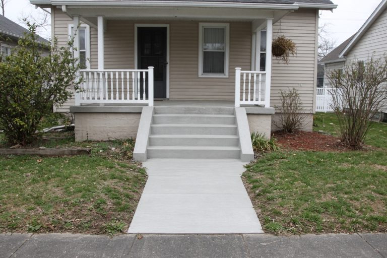 Finished bungalow porch steps and a short front walk — Concrete Steps in Gary