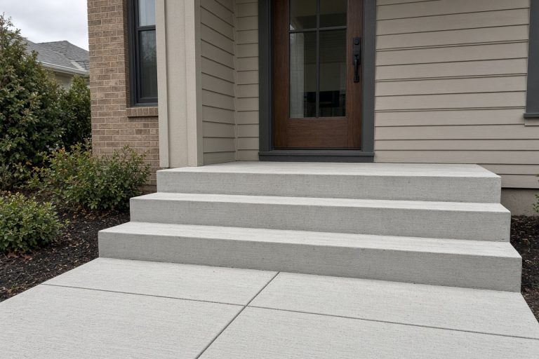 New broom-finished front steps and landing at an older house — Concrete Steps in Griffith
