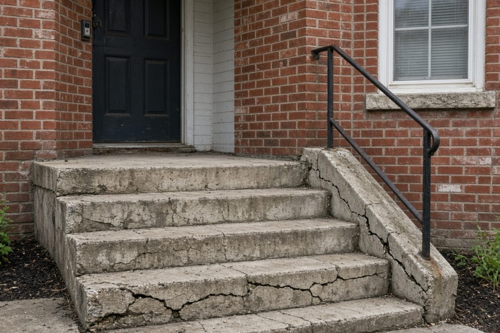 Cracked front stoop on an older brick house — Home Improvement in Chesterton