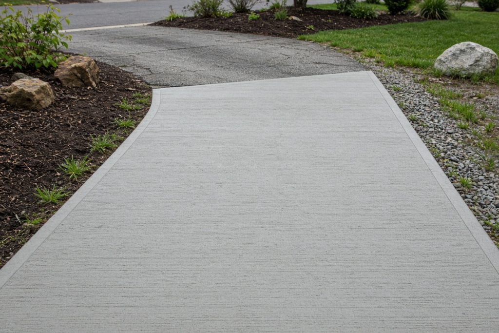 Broom-finished new walk meeting a driveway — Home Improvement in South Haven