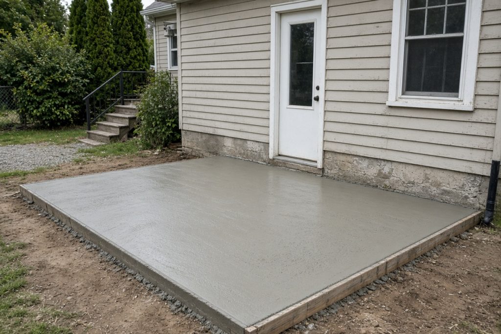 Newly poured rear pad at the back door of an older house — Home Improvement in Valparaiso