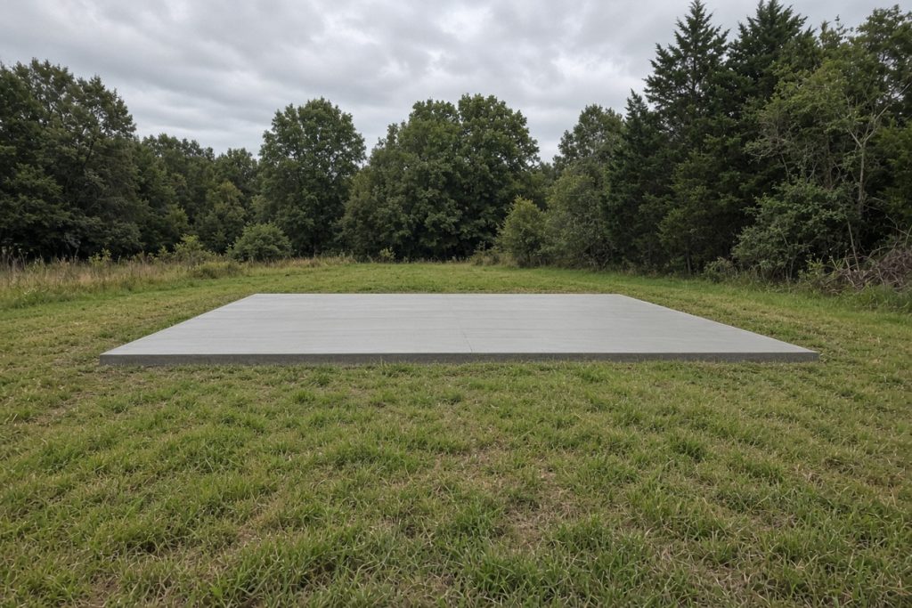 Level concrete shed pad at the back of a grass lot — Home Improvement in Wheeler