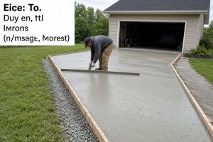 Fresh concrete being placed and struck off on a driveway — Concrete Driveways in Kouts