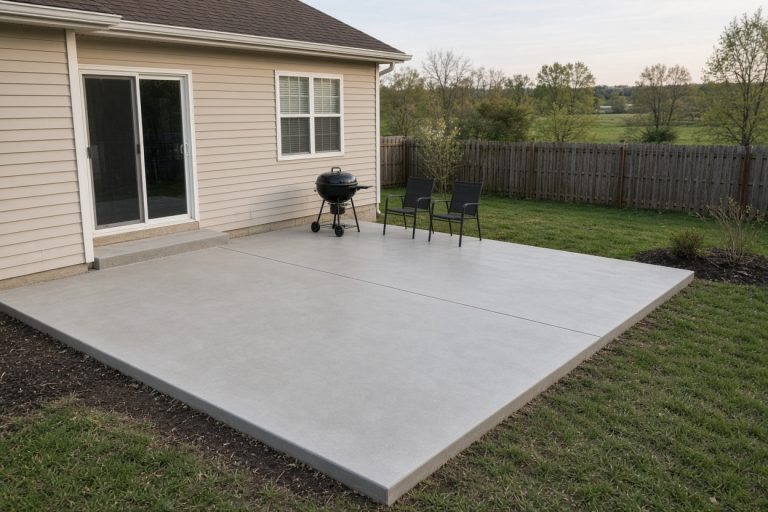Level backyard patio after winter with no standing water — Concrete Patios in Kouts