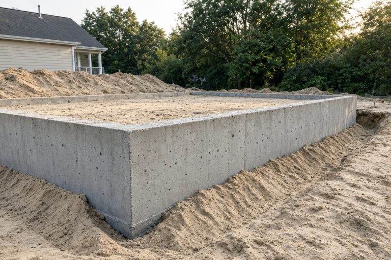 Finished foundation walls on a sandy lot — Concrete Foundations in Portage