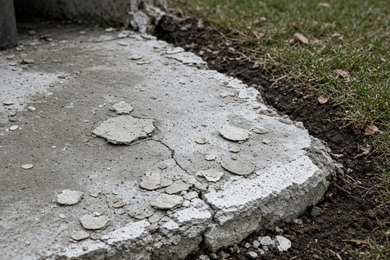Scaled patio edge with surface flakes after a thaw — Concrete Patios in Porter