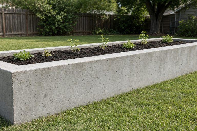 Finished low garden wall with soil and plants — Retaining Walls in Griffith