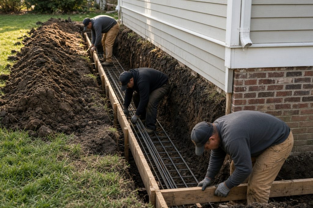 Crew forming a deep footing trench before the pour — Concrete Foundations in South Haven