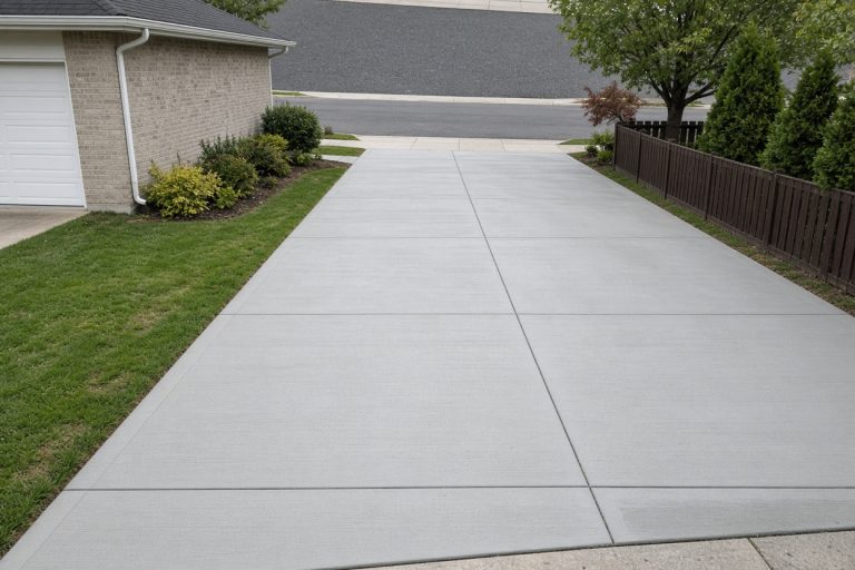 Finished broom-finish driveway at a ranch house — Concrete Replacement Companies in Valparaiso