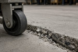 Chipped joint with a pallet jack wheel — Warehouse Concrete Floors in Calumet City