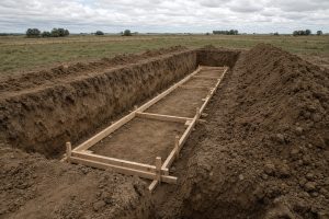 Open footing trench with forms set at the bottom — Concrete Foundations in Wheeler